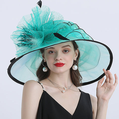 Image of Feather Fascinators Church Organza Hat