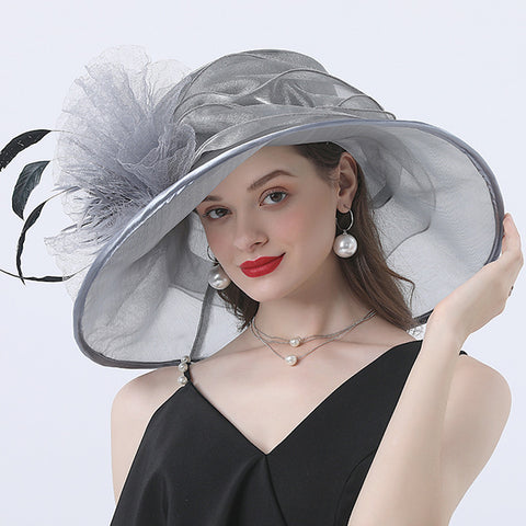 Image of Feather Fascinators Church Organza Hat