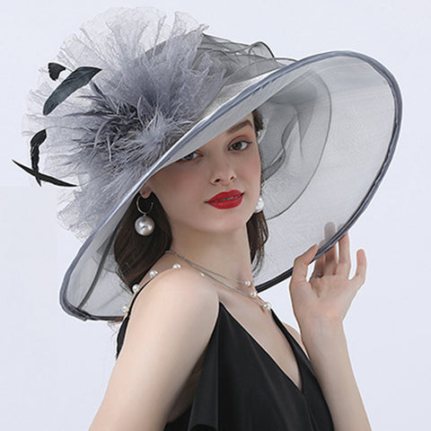 Image of Feather Fascinators Church Organza Hat