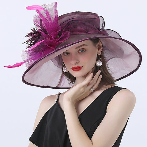 Image of Feather Fascinators Church Organza Hat