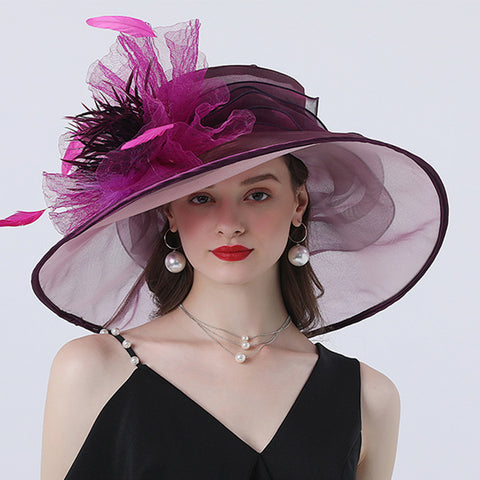 Image of Feather Fascinators Church Organza Hat