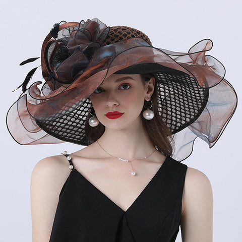 Image of Floral Layered Church Hat For Women