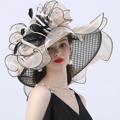 Image of Floral Layered Church Hat For Women