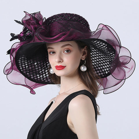 Image of Floral Layered Church Hat For Women