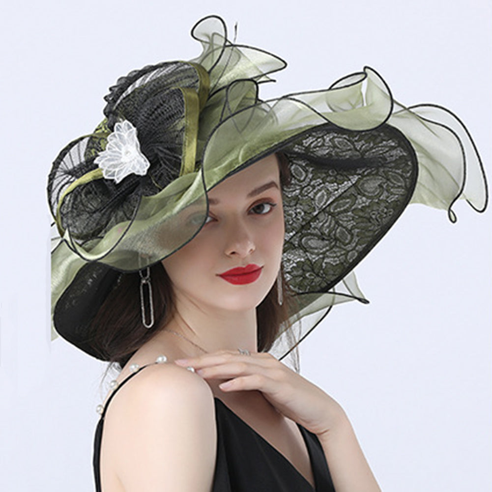 Floral Brim Kentucky Derby Hat For Women