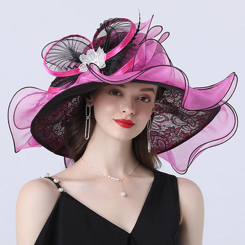 Image of Floral Brim Kentucky Derby Hat For Women