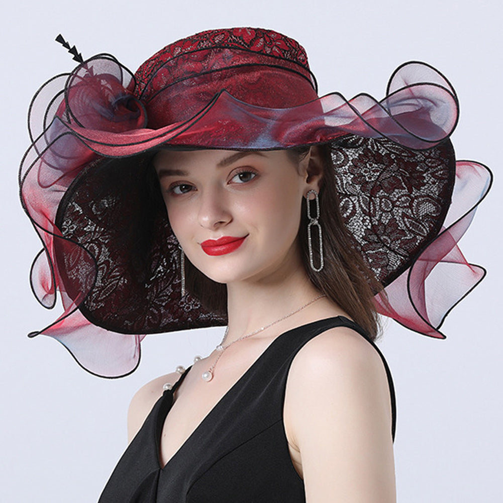 Floral Brim Kentucky Derby Hat For Women