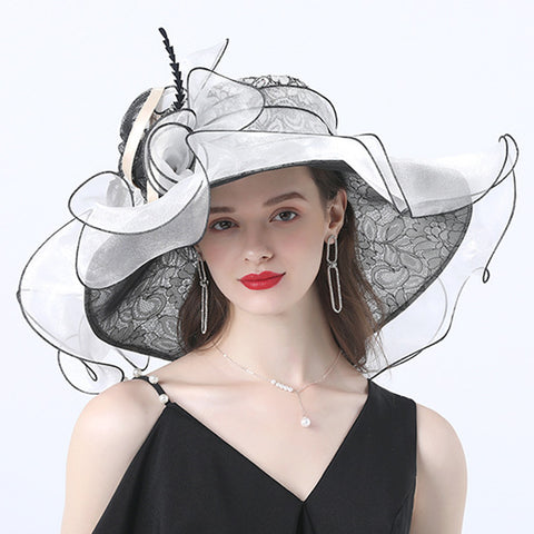 Image of Floral Brim Kentucky Derby Hat For Women