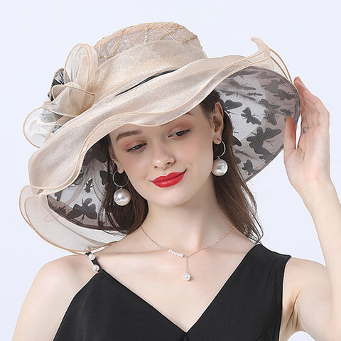 Image of Organza Floral Brim Derby Hat