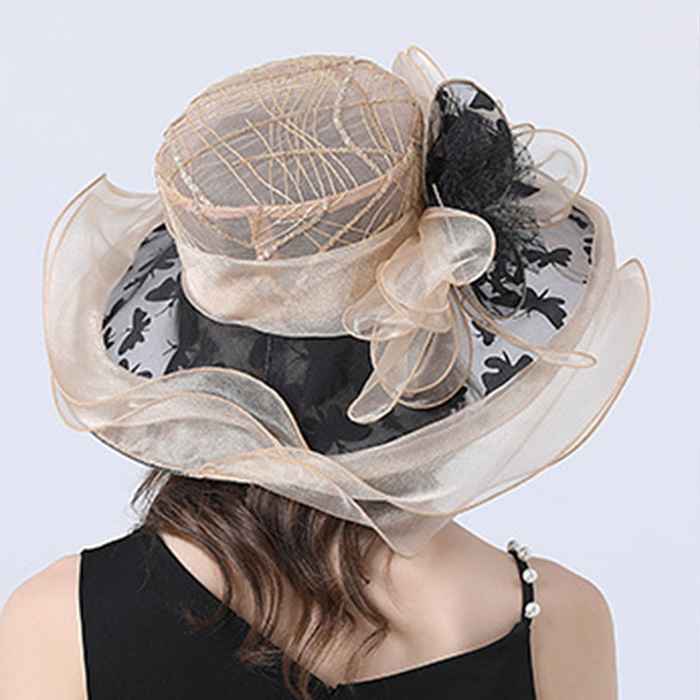 Organza Floral Brim Derby Hat