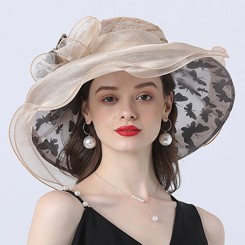 Image of Organza Floral Brim Derby Hat