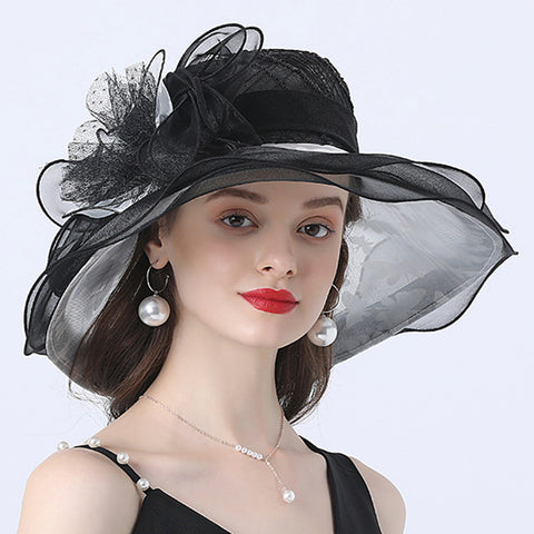 Image of Organza Floral Brim Derby Hat