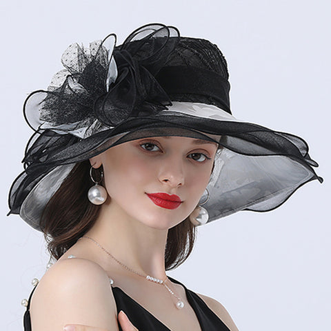 Image of Organza Floral Brim Derby Hat