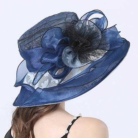 Image of Organza Floral Brim Derby Hat
