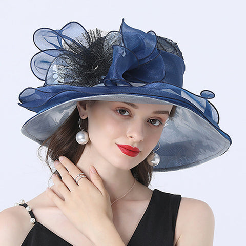 Image of Organza Floral Brim Derby Hat
