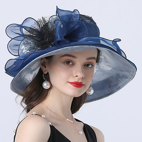 Image of Organza Floral Brim Derby Hat