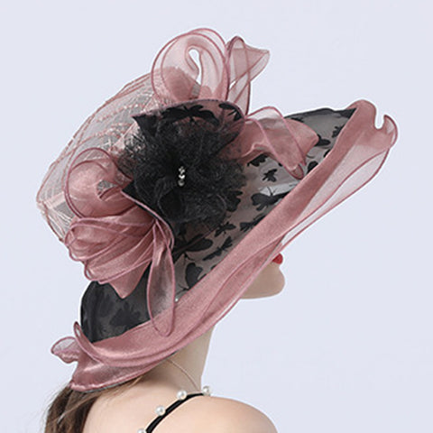 Image of Organza Floral Brim Derby Hat