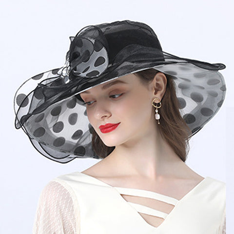 Image of Women's Dots Wide Brim Organza Hat
