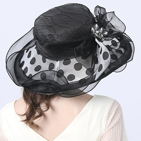 Image of Women's Dots Wide Brim Organza Hat