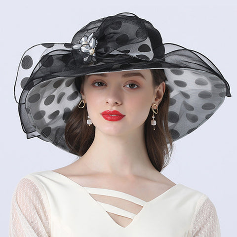 Image of Women's Dots Wide Brim Organza Hat