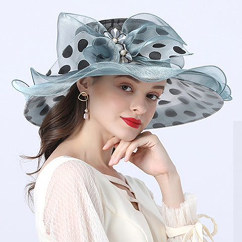 Image of Women's Dots Wide Brim Organza Hat