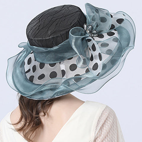 Image of Women's Dots Wide Brim Organza Hat