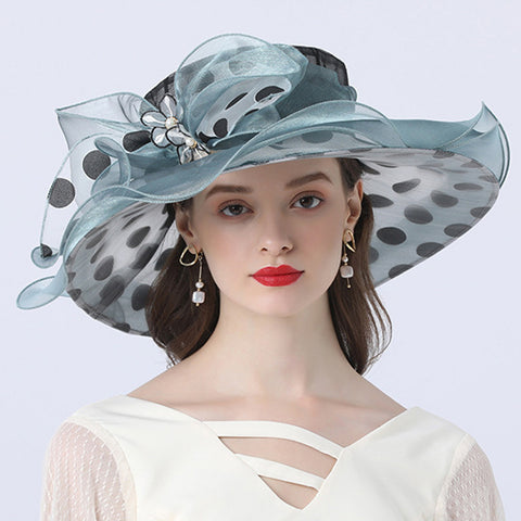 Image of Women's Dots Wide Brim Organza Hat