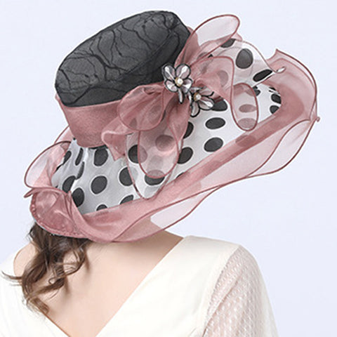 Image of Women's Dots Wide Brim Organza Hat