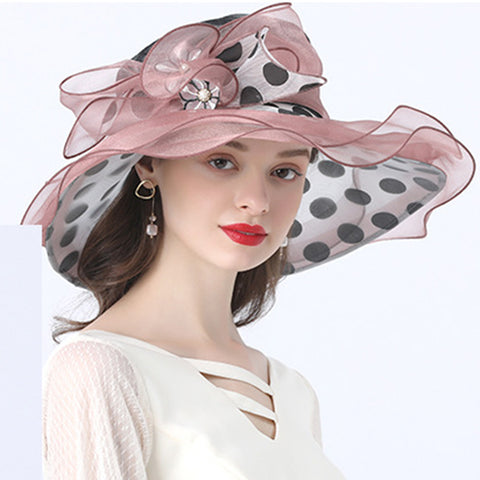 Image of Women's Dots Wide Brim Organza Hat