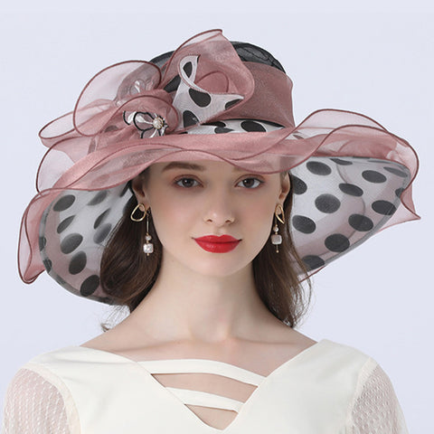 Image of Women's Dots Wide Brim Organza Hat