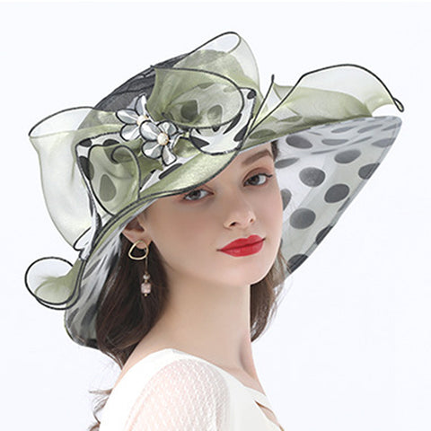 Image of Women's Dots Wide Brim Organza Hat