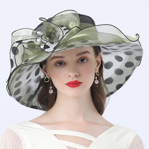 Image of Women's Dots Wide Brim Organza Hat