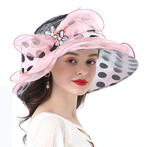 Image of Women's Dots Wide Brim Organza Hat