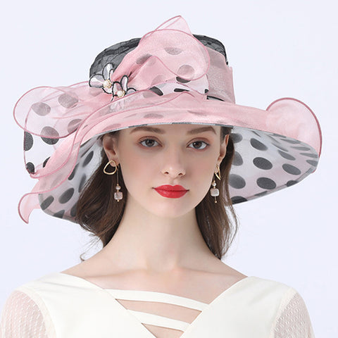 Image of Women's Dots Wide Brim Organza Hat