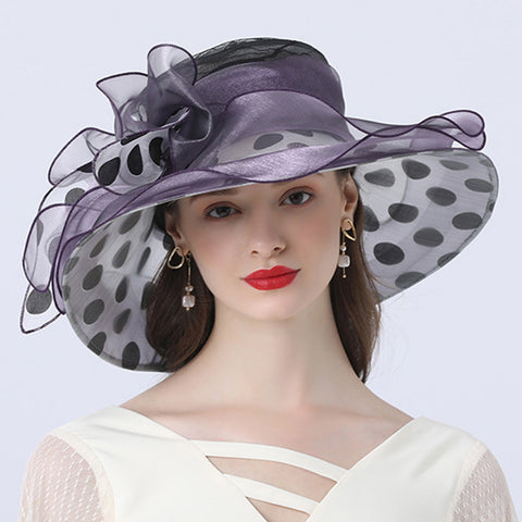 Image of Women's Dots Wide Brim Organza Hat