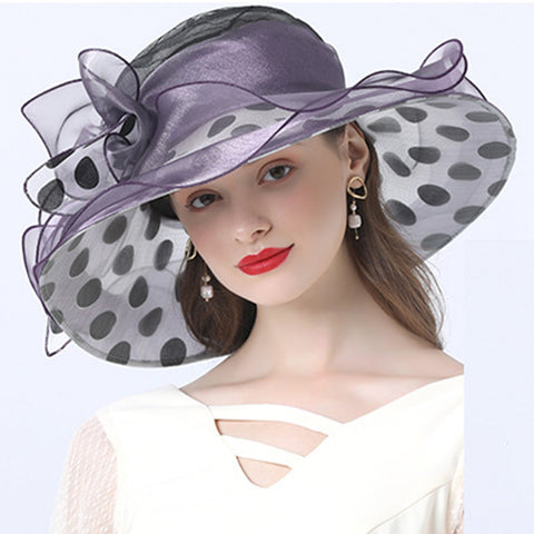 Image of Women's Dots Wide Brim Organza Hat