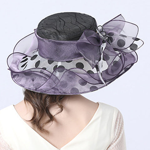 Image of Women's Dots Wide Brim Organza Hat