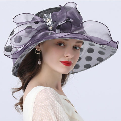 Image of Women's Dots Wide Brim Organza Hat