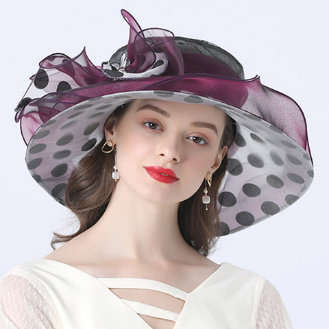 Image of Women's Dots Wide Brim Organza Hat
