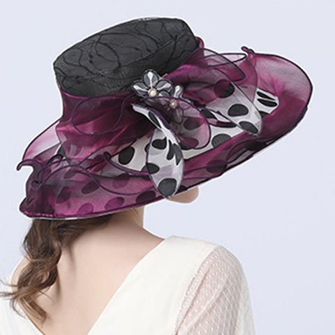 Image of Women's Dots Wide Brim Organza Hat