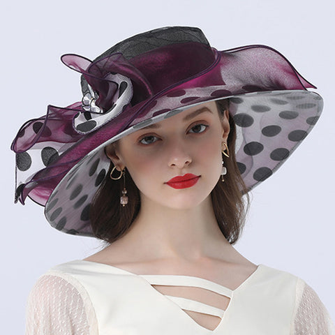 Image of Women's Dots Wide Brim Organza Hat