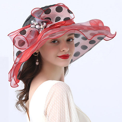 Image of Women's Dots Wide Brim Organza Hat