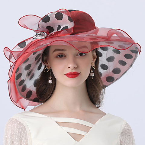 Image of Women's Dots Wide Brim Organza Hat