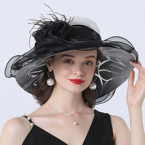 Image of Flower Layered Kenderby Derby Hat For Women
