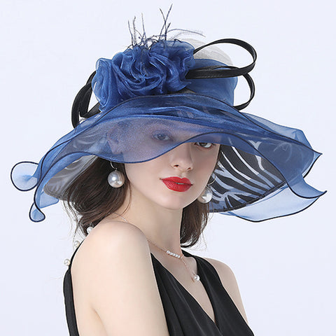 Image of Flower Layered Kenderby Derby Hat For Women