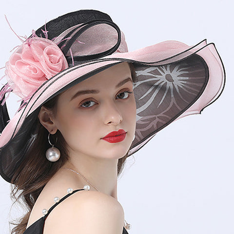 Image of Flower Layered Kenderby Derby Hat For Women