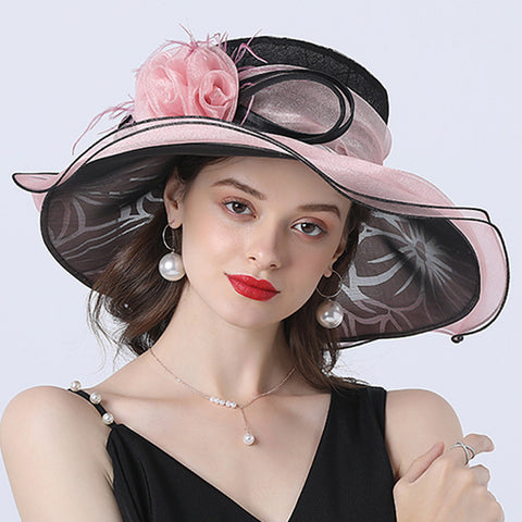 Image of Flower Layered Kenderby Derby Hat For Women