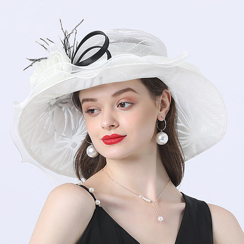 Image of Flower Layered Kenderby Derby Hat For Women