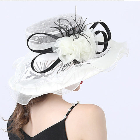 Image of Flower Layered Kenderby Derby Hat For Women