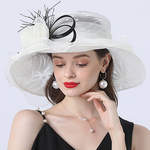 Image of Flower Layered Kenderby Derby Hat For Women